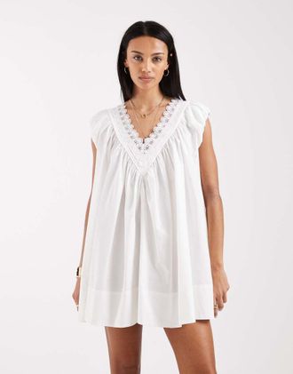Free People Sundazed - Vestito grembiule corto color zucchero bianco