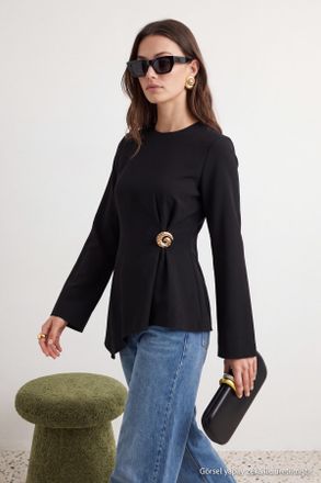 Trendyol Modest Dames Zwart Effen Lang, Regular fit Modest Tunieken