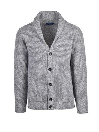 Daniele Fiesoli Grey Wool-Blend Shawl Collar Cardigan