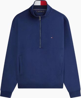 Tommy Hilfiger Mens Tommy Hilfiger Flag Quarter Zip DCC Carbon Navy - Size: 42