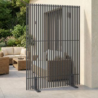 IDMarket Biombo Decorativo Calado 120 X 180 Cm Con Lamas Verticales De Metal Gris Antracita