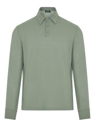 Zanone long-sleeve cotton polo shirt - men - Cotton - 54 - Green