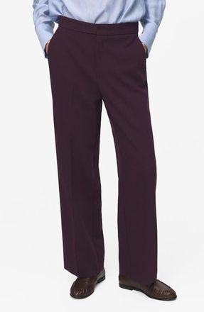 Mango High Waist Straight Leg Pants in Plum at Nordstrom, Size 10