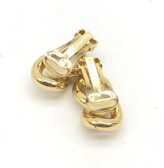 Dior Gold Tone Twisted Chain Clip-On Womens Earrings (Pre-Owned)