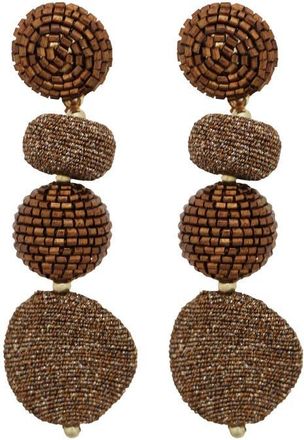 Panacea Beaded Linear Ball Drop Earrings in Brown at Nordstrom