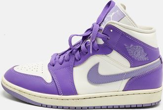 Air Jordan s Multicolor Leather Jordan 1 Mid Action Grape Sneakers