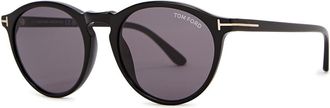 Tom Ford Round-frame Sunglasses Black, Designer-stamped Grey Lenses, Silver-tone, 100% UV Protection