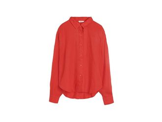 Splendid Stella Linen Button Down Womens Clothing Scarlet : LG (Womens 10-12)