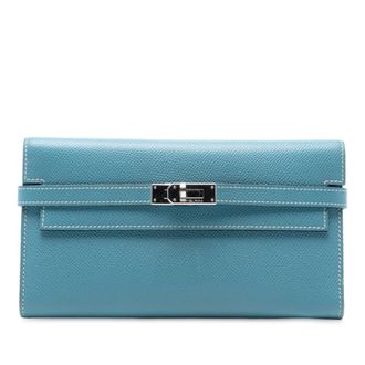 Herm&egrave;s Herems Blue Epsom Kelly To Go Wallet