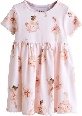 Next Kids Ballerina Print Rib Dress in Pink at Nordstrom, Size 12-18M