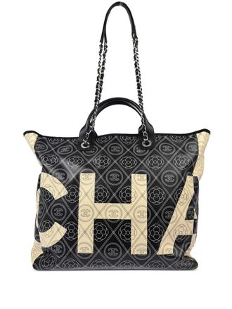 Chanel 2017 Camellia tote bag - women - Lambskin/Canvas - One Size - Black