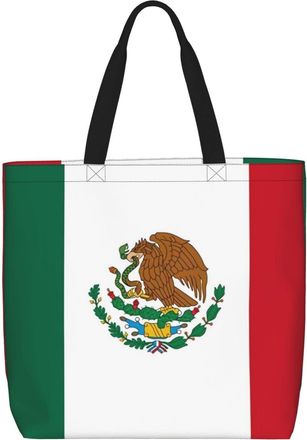 Generic Women Handbag Mexican Flag Women Beach Bag Reusable Casual Shopping Bags, For Christmas, Birthday, Graduation, Gym, Work
