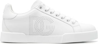 Dolce & Gabbana Portofino perforated-logo leather sneakers - women - Leather - 39.5 - White