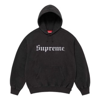 SUPREME FW25 Washed Old English Hooded Sweatshirt Black SUP-FW25-107-BLK