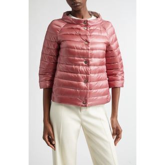 Herno Reversible Quilted Ultralight Nylon Crop Down Jacket in 4140 Raspberry To Light Pink at Nordstrom, Size 10 Us