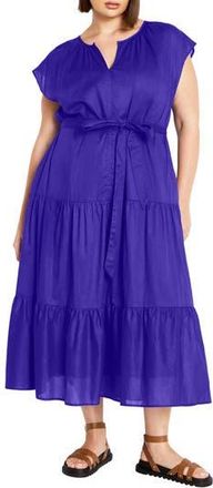 City Chic Kasbah Tiered Cotton Maxi Dress in Royal at Nordstrom Rack, Size Xs/14W