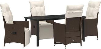 vidaXL Garden Dining Set with Cushion 5 pcs Brown Poly rattan Vidaxl