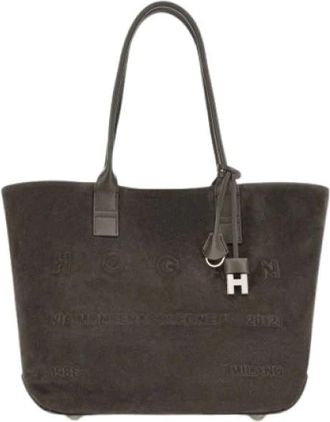 Hogan Address Logo-Embossed Tote Bag - Dames - Shoppers - Bruin - ONE Size - Leer - Tassen