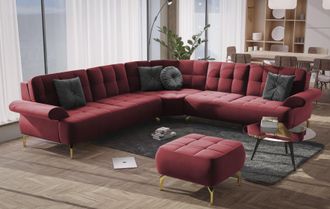 Sit&more Ecksofa »Orient 1 L-Form« inkl. 4 Zierkissen mit Strass-Stein, goldfarbene Metallfüsse