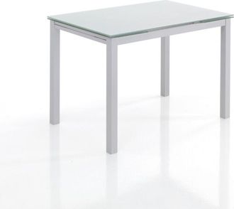 Oresteluchetta Oresteluchetta - Mesa extensible de cristal templado blanco cm. Al.76 x L.110 x P.70