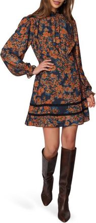 Lost + Wander Embers Bloom Floral Print Long Sleeve Minidress in Black-Multi-Floral at Nordstrom, Size X-Small