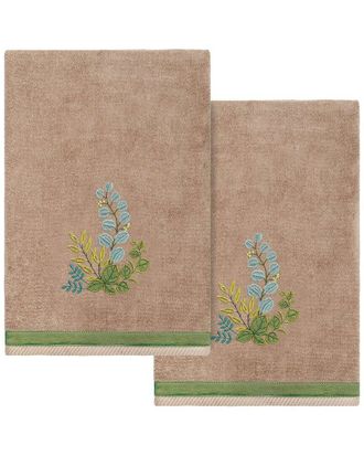 Linum Home Textiles 100% Turkish Cotton Botanica 2Pc Embellished Bath Towel Set