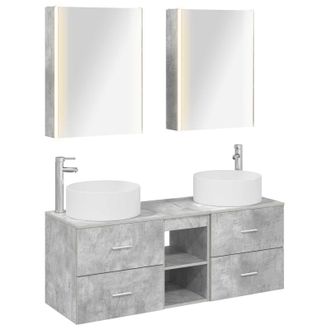 vidaXL Juego De Muebles De Ba&ntilde;o 5 Pcs Gris Hormig&oacute;n Vidaxl