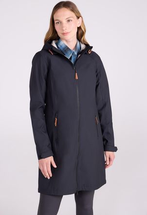 Mountain Warehouse Ioana Womens Longline Softshell Jacket Water Resistant Breathable Activewear Black - Size 6 UK