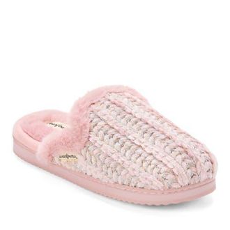 Dearfoams Paris Chenille Shaped Tab Scuff Slipper in Pale Mauve at Nordstrom, Size X-Large M