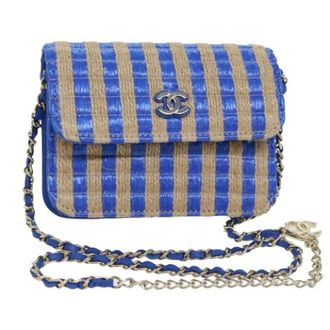 Chanel Pre-owned Vintage Canvas Schoudertas - Dames - Pre-owned - Blauw - Maat: ONE Size