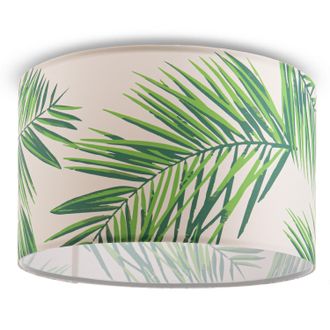 Paco Home L&aacute;mpara De Techo Luminaria Suspensi&oacute;n Sal&oacute;n Dormitorio Palmeras Verde Beige E27 Verde (&oslash;38cm), Luz De Techo - Blanco - Paco Home