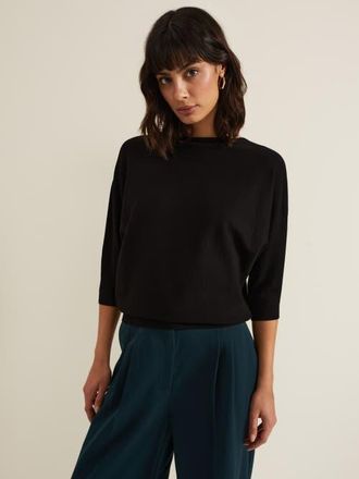 Phase Eight Cristine Slash Neck Knit Jumper in Black at Nordstrom, Size Medium