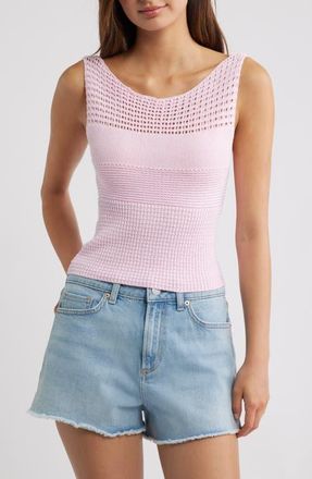 PacSun Brielle Open Knit Tank Top in Light Pink at Nordstrom, Size X-Small