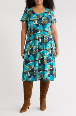 Seasalt Cornwall Enor Abstract Print Organic Cotton T-Shirt Dress in Penwith Abstract Emulsion at Nordstrom, Size 18 Us