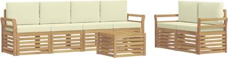 vidaXL Conjunto De Sof&aacute;s De Exterior 7 Uds. Blanco Y Crema Poli&eacute;ster Vidaxl