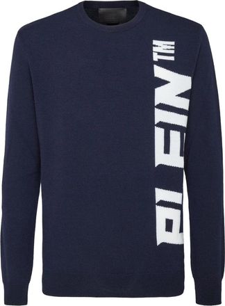 Philipp Plein Pullover Ronde Hals - Heren - Ronde hals truien - Blauw - 2XL - Wol - Truien & Vesten