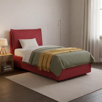 Dmora Cama Individual Dmosco, Cama Contenedor Con Revestimiento De Tela, 100% Made In Italy, Apertura Frontal, Adecuado Para Colch&oacute;n 80x190 Cm, Rojo - Dmora
