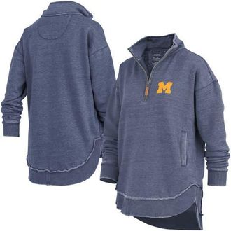 Pressbox Womens Pressbox Navy Michigan Wolverines Northfork Sojourn Poncho Quarter-Zip Sweatshirt at Nordstrom, Size Xx-Large