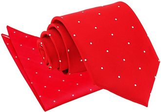 DQT Premium Woven Microfibre Pin Dot Patterned Red Mens Casual Business Formal Classic Standard 9cm Tie Necktie with Matching Handkerchief Pocket Square H
