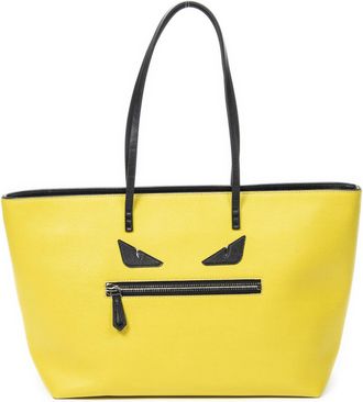 Fendi Pre-owned Womens Monster Eyes Roll Zip Tote Shoulder Bag - Yellow - One Size