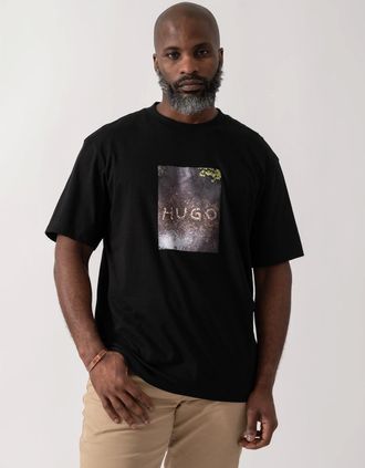 HUGO BOSS Mens HUGO Doreston Mens Graphic T-Shirt - Black 001 - Size: 40
