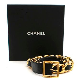 Chanel Vintage Gold Plated Leather Chain Belt