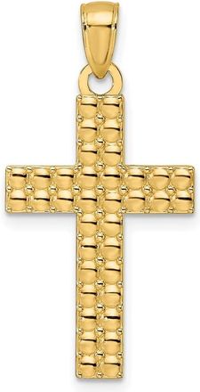 Diamond2Deal 14k Yellow Gold Polished & Textured Cross Pendant