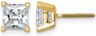 Diamond2Deal 14k Gold 2 ct Princess Lab Grown Diamond Stud Earrings VS Clarity, D-E Color