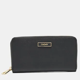 DKNY Dkny Black Leather Bryant Park Zip Around Continental Wallet