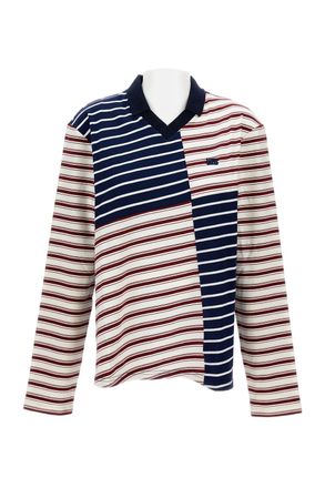 Wales Bonner Pointed Collar V-Neck Sweater With Stripe Pattern