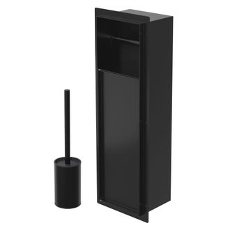 ECD Germany Soporte para escobilla de wc empotrado de acero negro mate 60x20x10 cm