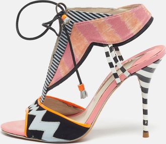 Sophia Webster Size 39 Multicolor Canvas And Leather T Strap Sandals