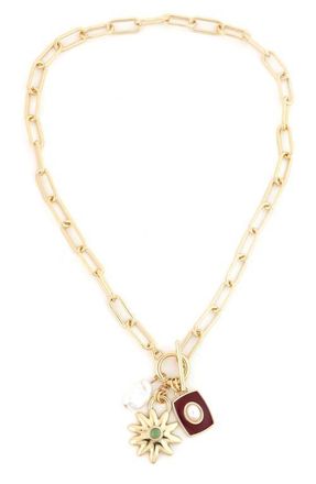 Panacea Faux Pearl Charm Pendant Necklace in Burgundy at Nordstrom