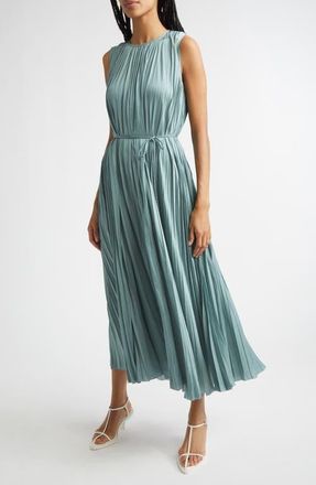 Ulla Johnson Fianna Pliss&eacute; Sleeveless Midi Dress in Sea Glass at Nordstrom, Size 12
